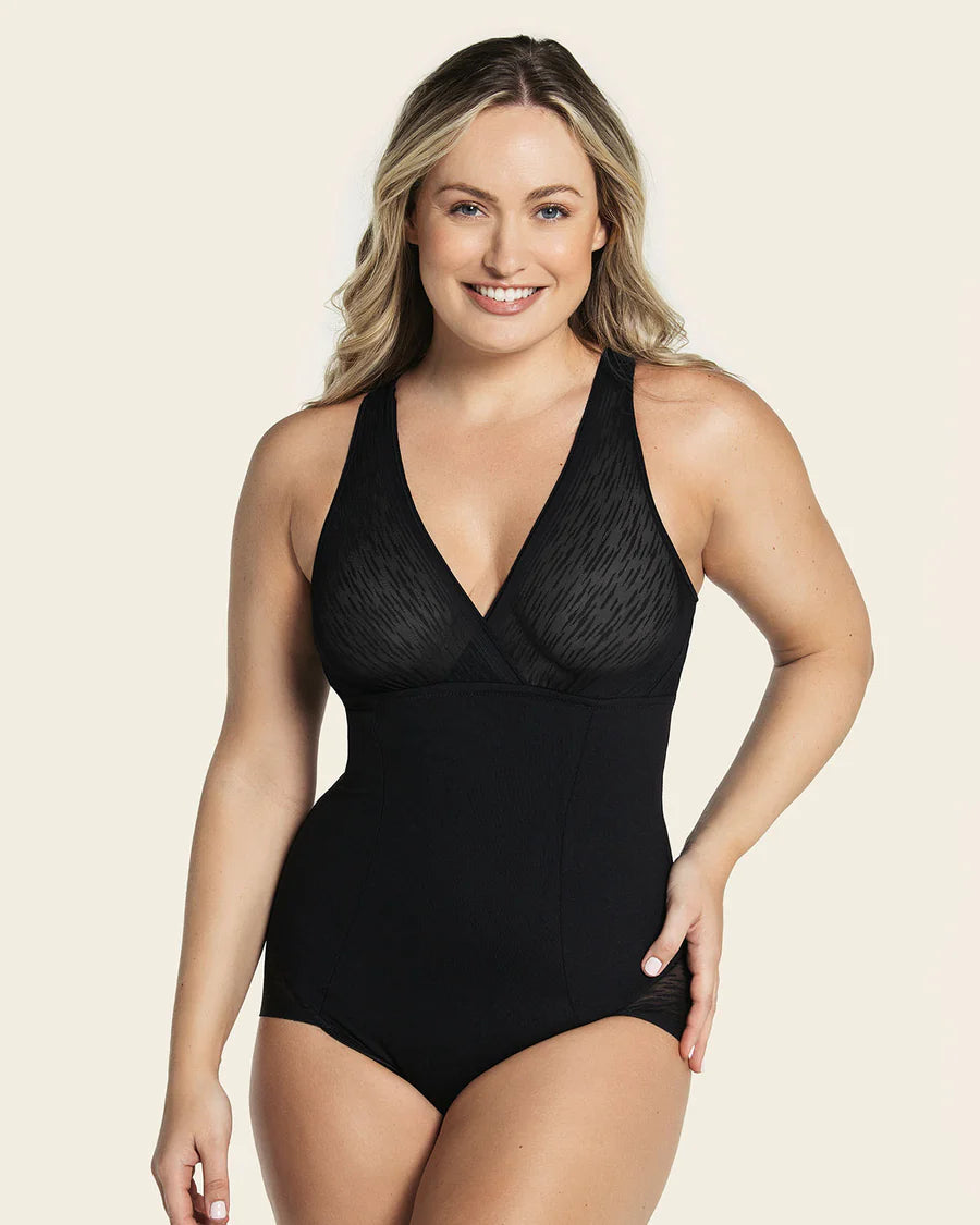 Sheer Boldly Sheer Stripe Detail Sculpting Bodysuit
