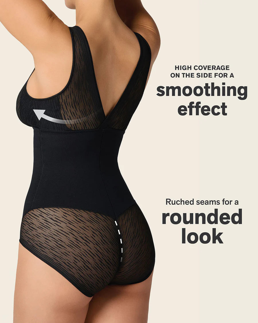 Sheer Boldly Sheer Stripe Detail Sculpting Bodysuit