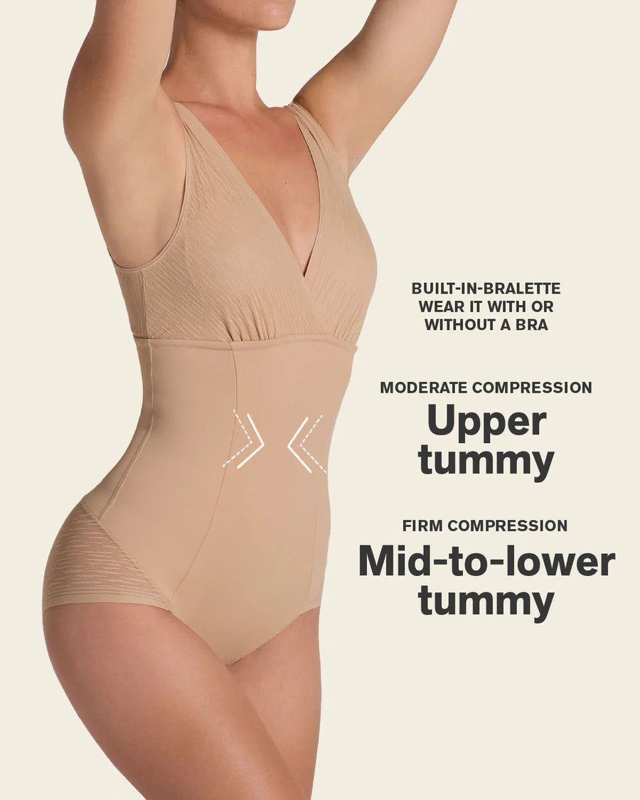 Sheer Boldly Sheer Stripe Detail Sculpting Bodysuit