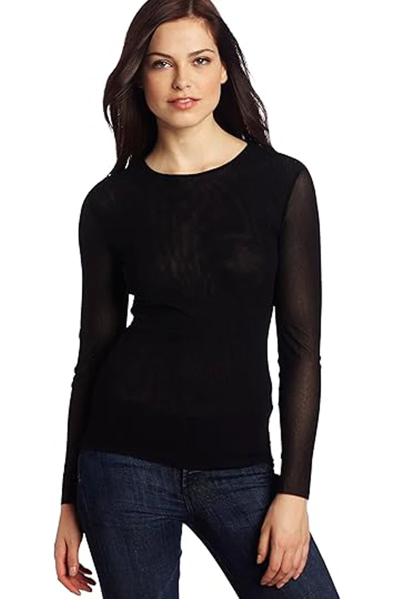 Tulle Long Sleeve Crew 2 Ply