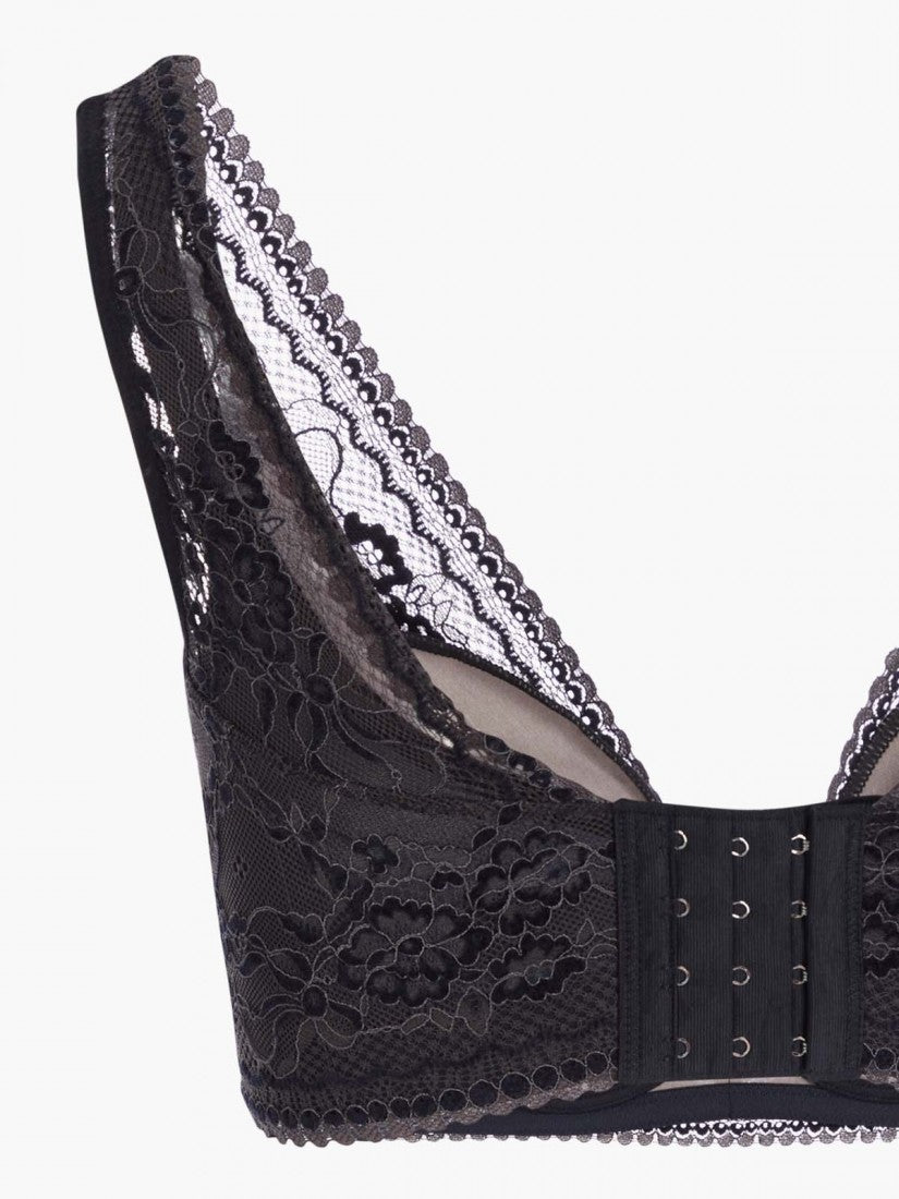 NiTi Shape-Memory Wire Non-padded Lace Plunge Bra (Cup C-D)