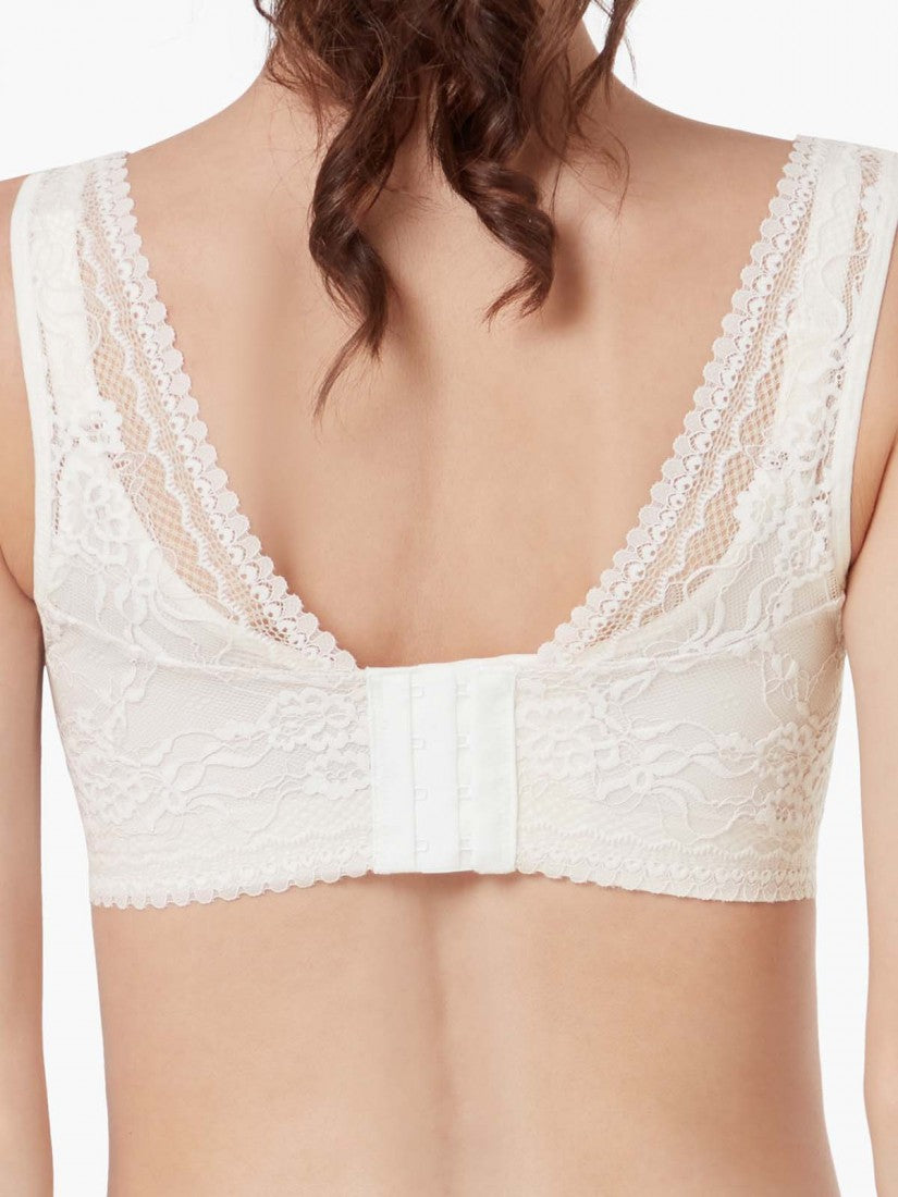 NiTi Shape-Memory Wire Non-padded Lace Plunge Bra (Cup C-D)