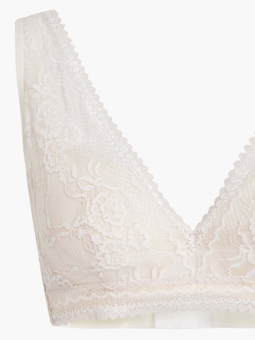 NiTi Shape-Memory Wire Non-padded Lace Plunge Bra (Cup C-D)