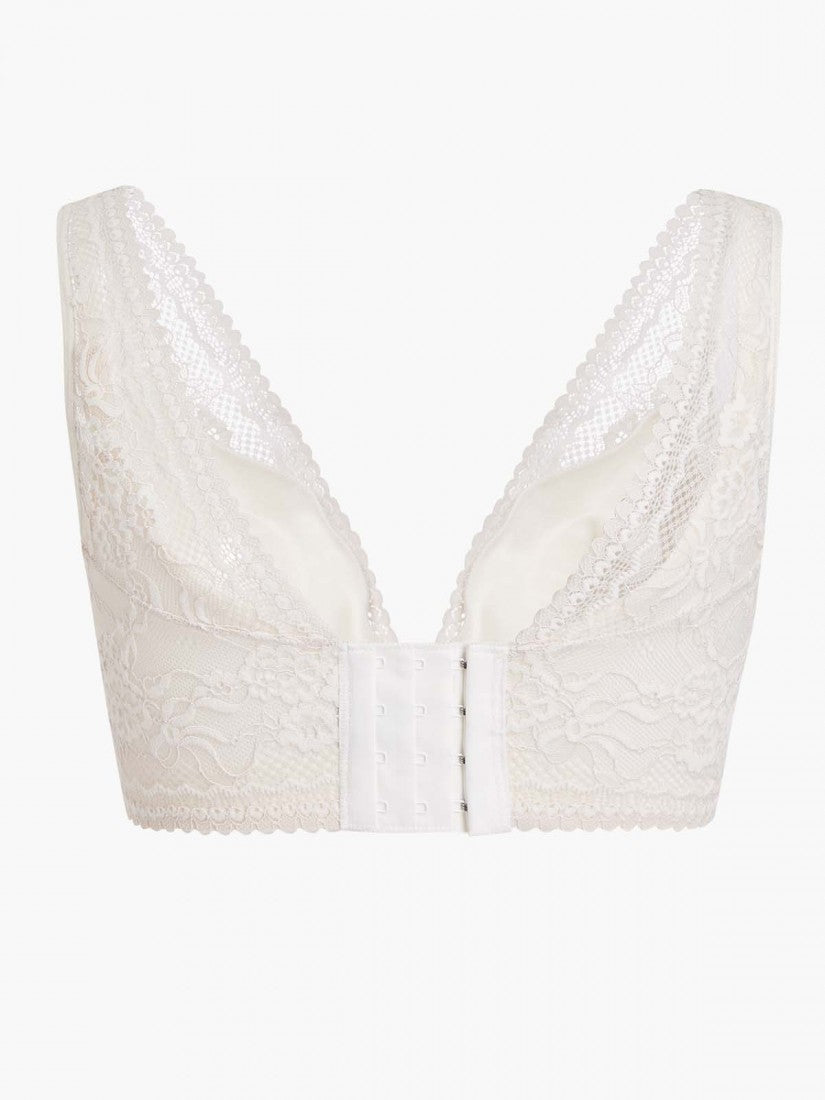 NiTi Shape-Memory Wire Non-padded Lace Plunge Bra (Cup C-D)