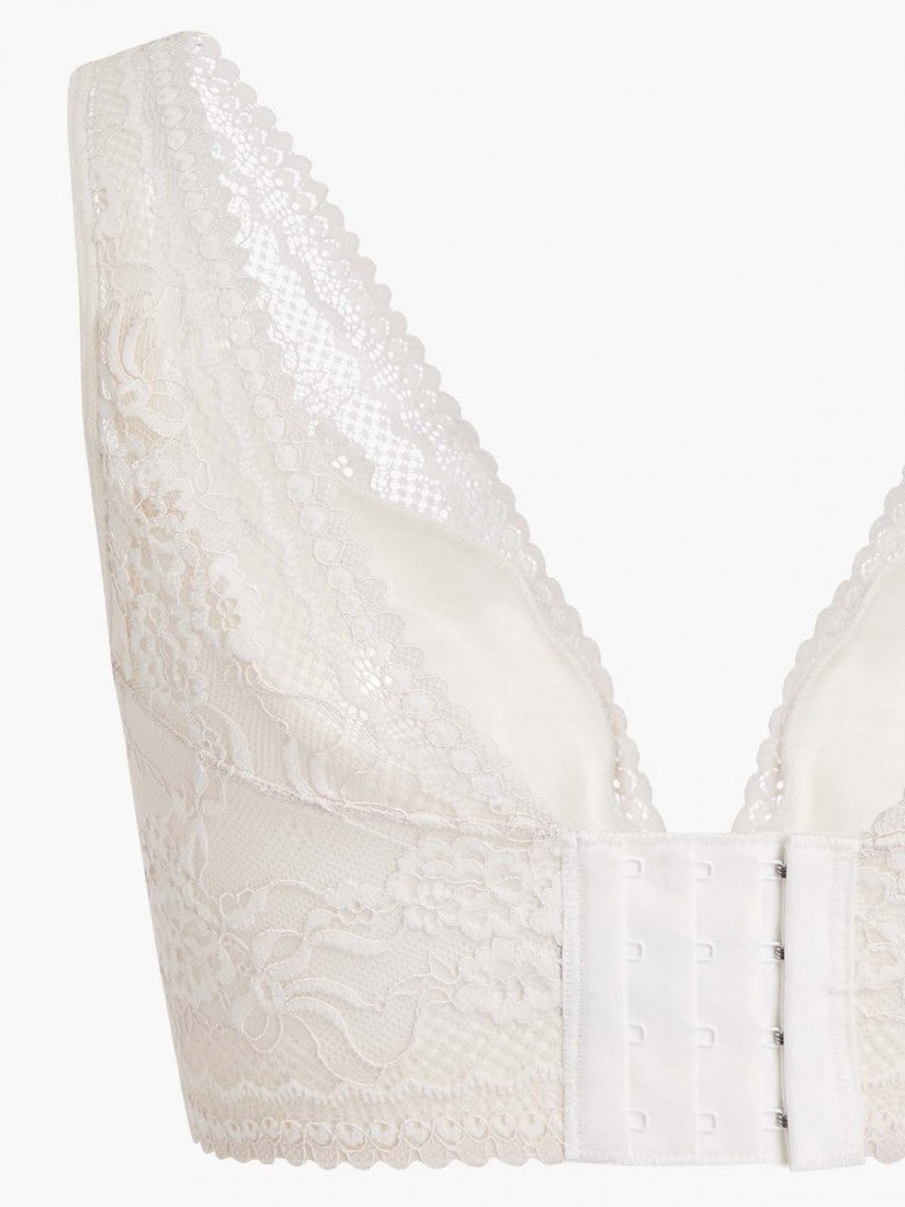 NiTi Shape-Memory Wire Non-padded Lace Plunge Bra (Cup C-D)