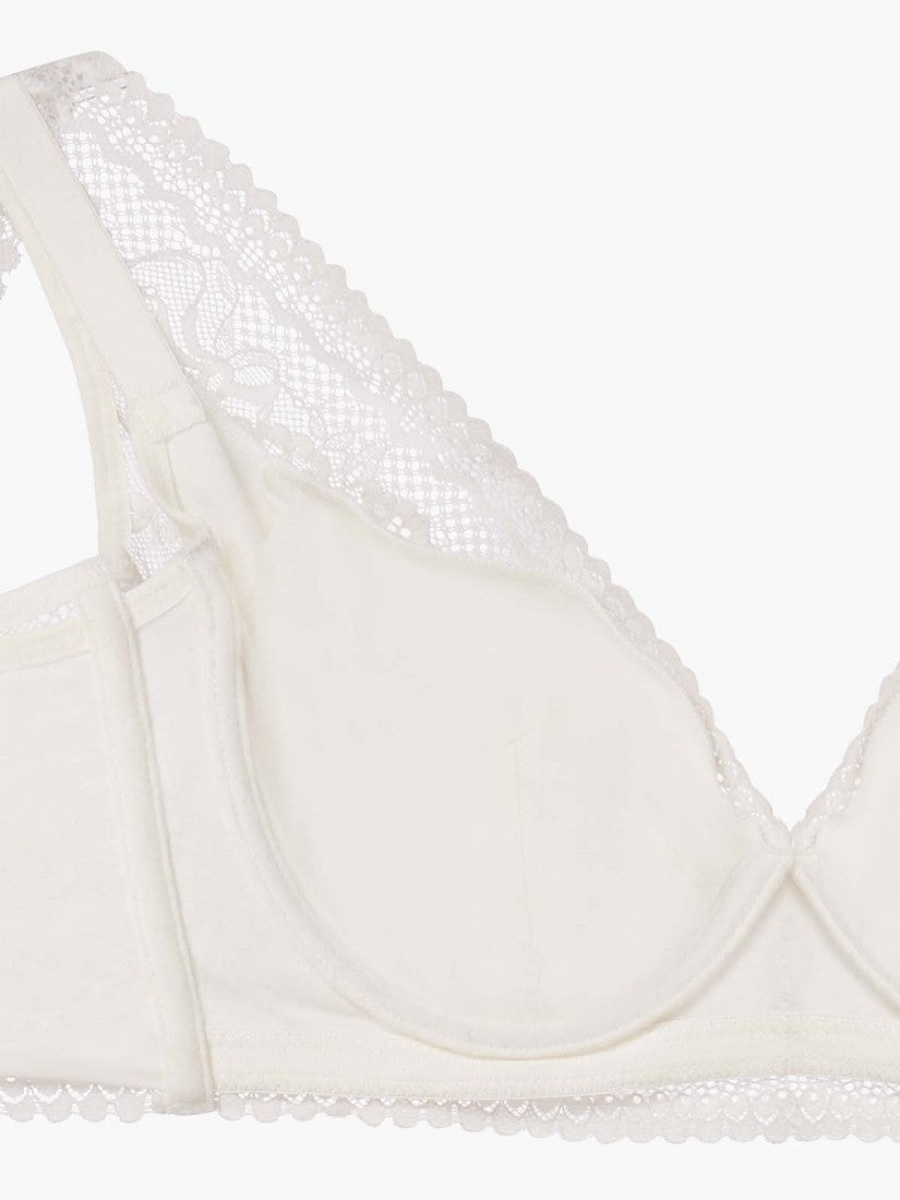 NiTi Shape-Memory Wire Non-padded Lace Plunge Bra (Cup C-D)