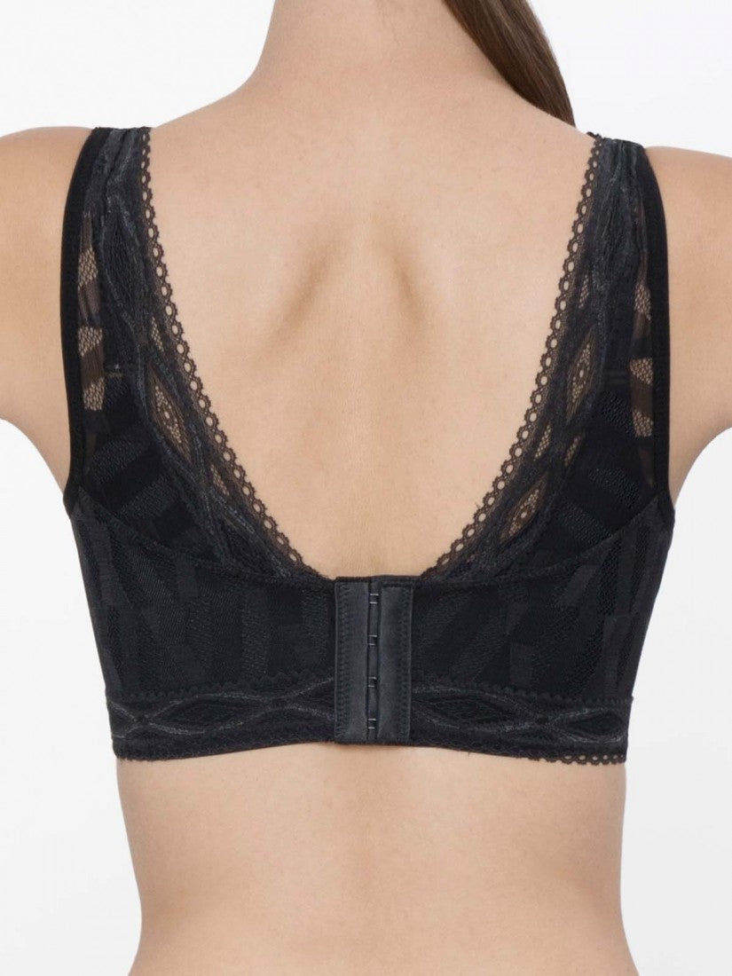 NiTi Shape-Memory Wire Non-padded Lace Plunge Bra (Cup C-D)