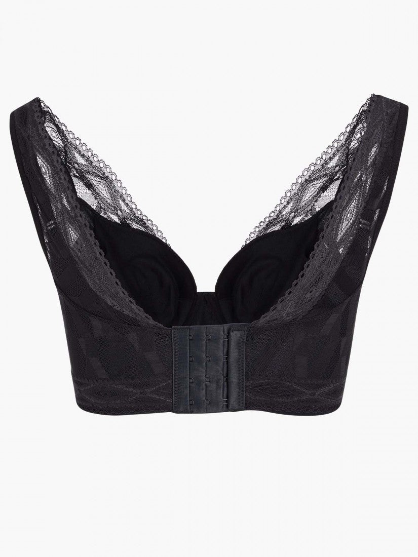 NiTi Shape-Memory Wire Non-padded Lace Plunge Bra (Cup C-D)