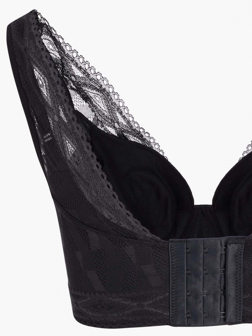 NiTi Shape-Memory Wire Non-padded Lace Plunge Bra (Cup C-D)