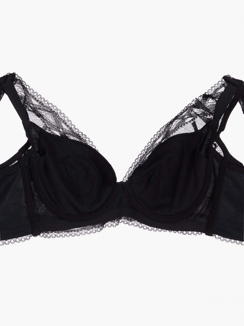 NiTi Shape-Memory Wire Non-padded Lace Plunge Bra (Cup C-D)