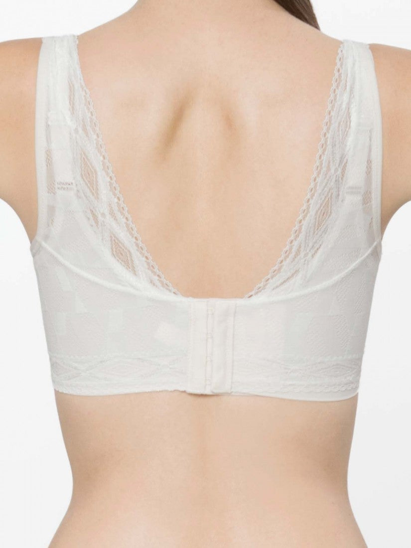 NiTi Shape-Memory Wire Non-padded Lace Plunge Bra (Cup C-D)
