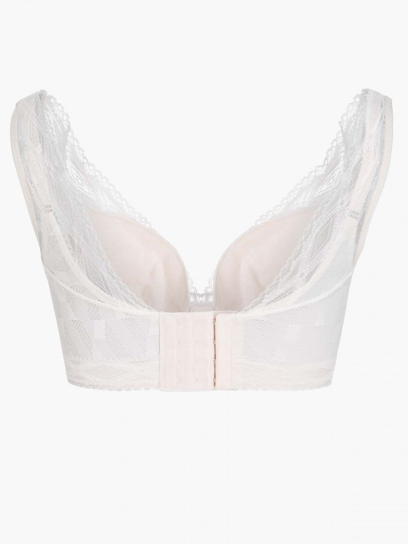 NiTi Shape-Memory Wire Non-padded Lace Plunge Bra (Cup C-D)