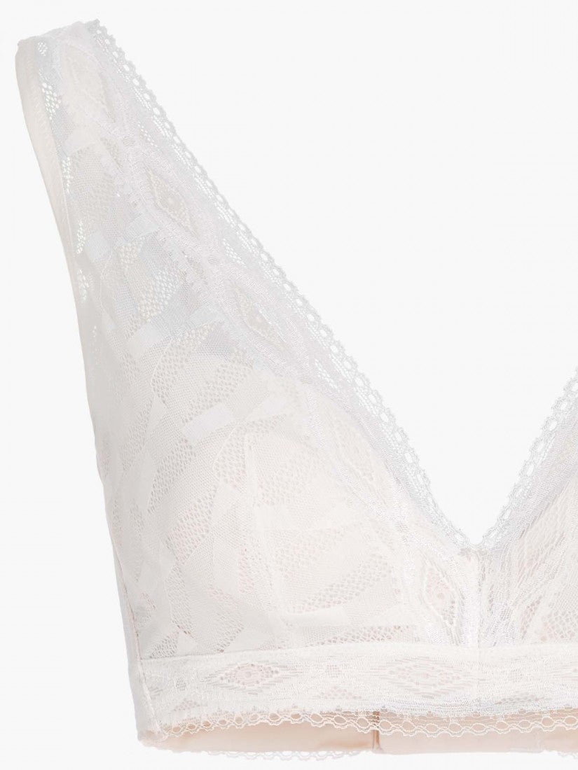 NiTi Shape-Memory Wire Non-padded Lace Plunge Bra (Cup C-D)