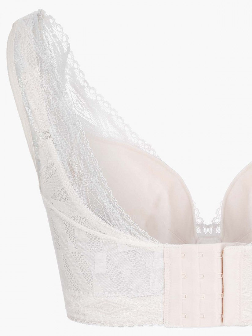 NiTi Shape-Memory Wire Non-padded Lace Plunge Bra (Cup C-D)