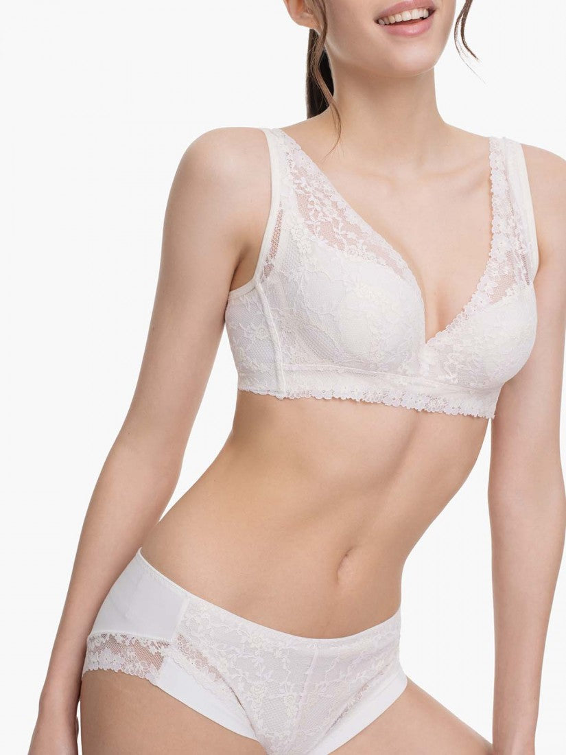 NiTi Shape-Memory Wire Non-padded Lace Full Cup Plunge Bra (Cup C-D)