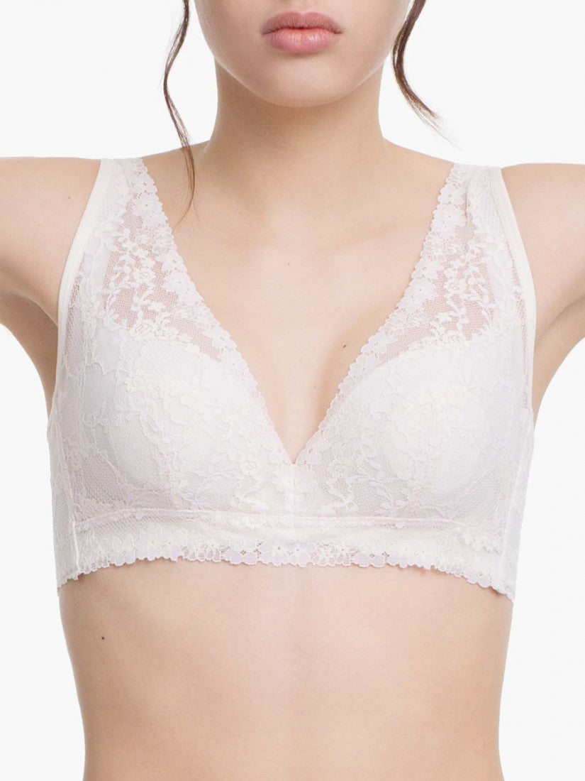 NiTi Shape-Memory Wire Non-padded Lace Full Cup Plunge Bra (Cup C-D)