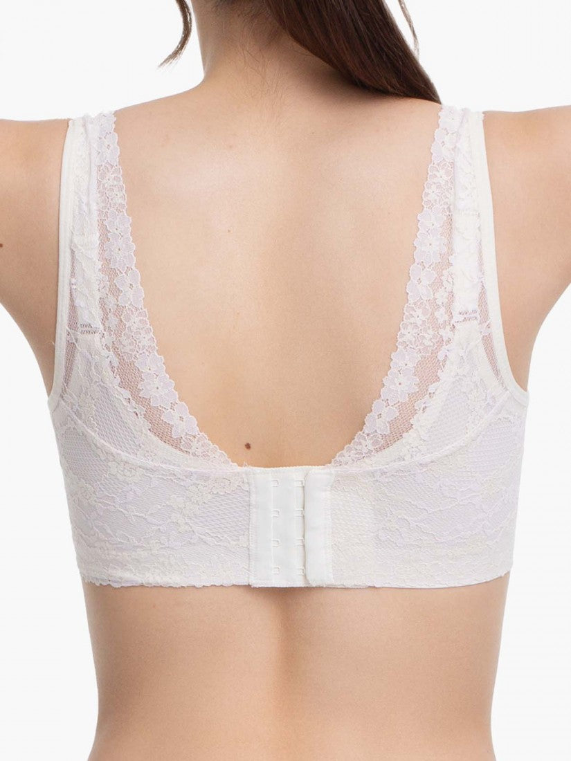 NiTi Shape-Memory Wire Non-padded Lace Full Cup Plunge Bra (Cup C-D)