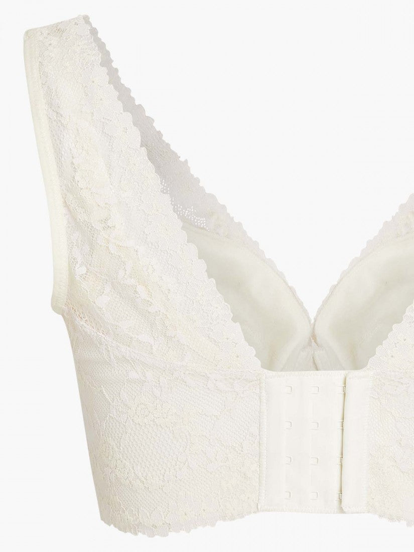 NiTi Shape-Memory Wire Non-padded Lace Full Cup Plunge Bra (Cup C-D)