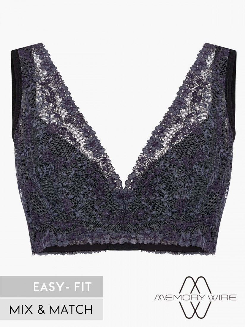 NiTi Shape-Memory Wire Non-padded Lace Full Cup Plunge Bra (Cup C-D)