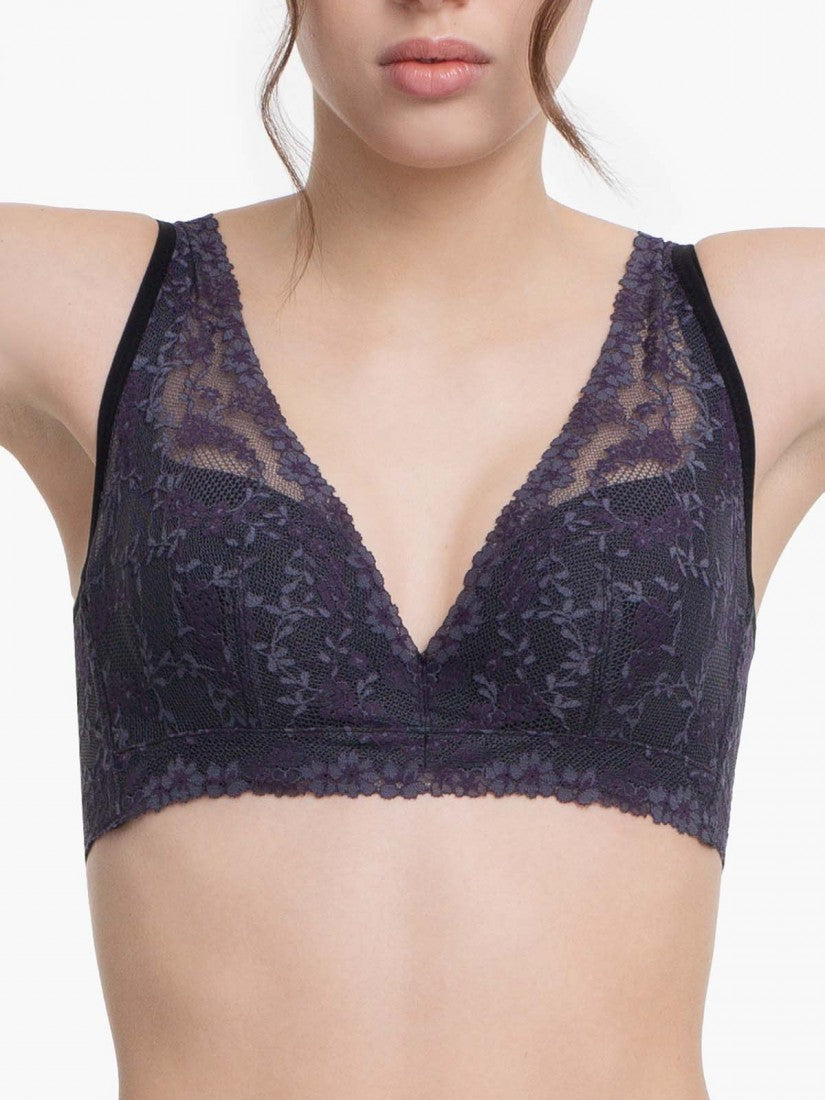 NiTi Shape-Memory Wire Non-padded Lace Full Cup Plunge Bra (Cup C-D)