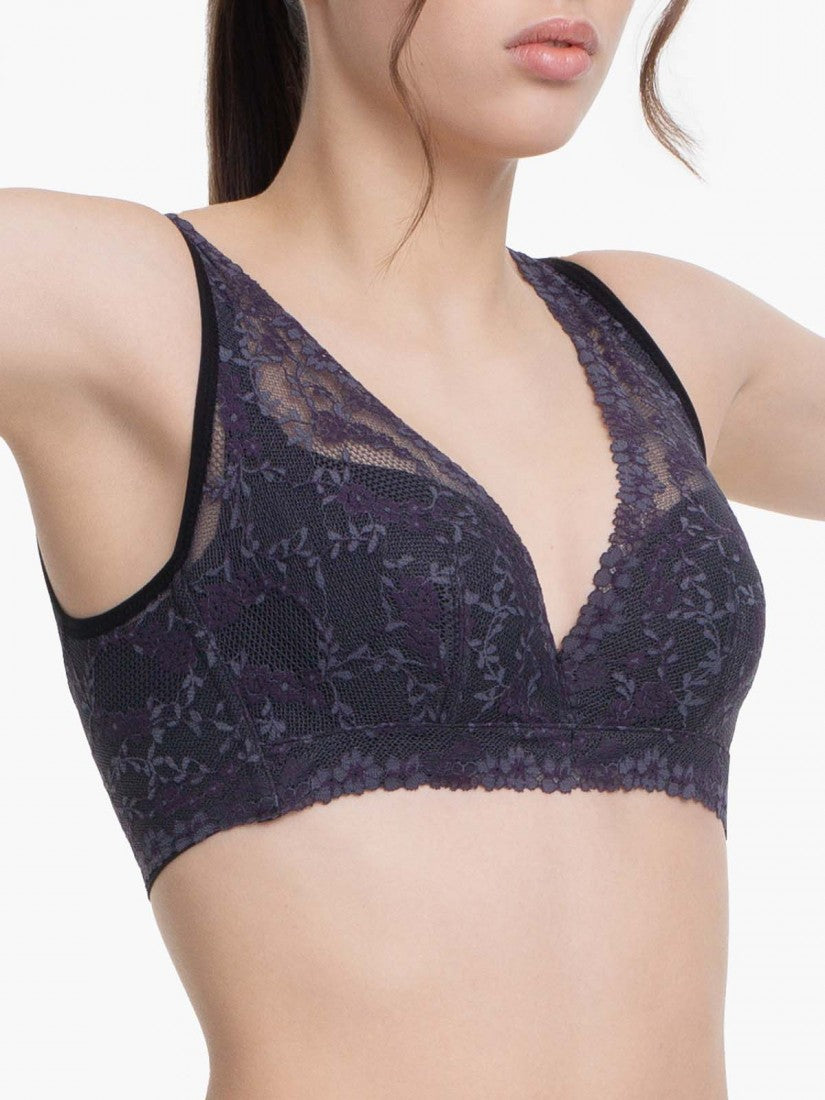 NiTi Shape-Memory Wire Non-padded Lace Full Cup Plunge Bra (Cup C-D)