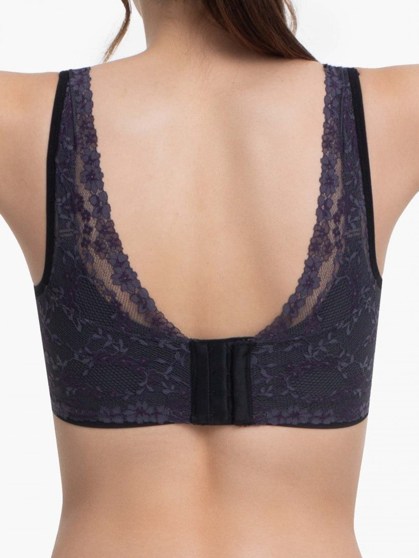 NiTi Shape-Memory Wire Non-padded Lace Full Cup Plunge Bra (Cup C-D)