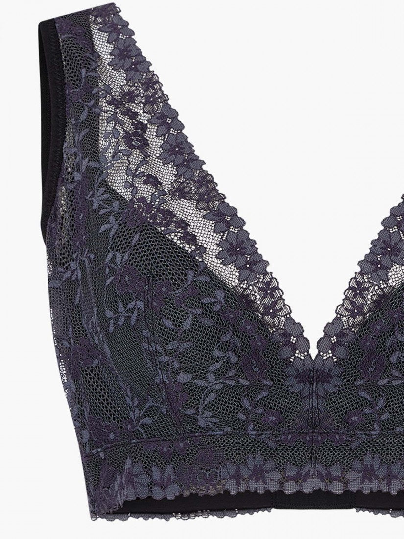 NiTi Shape-Memory Wire Non-padded Lace Full Cup Plunge Bra (Cup C-D)