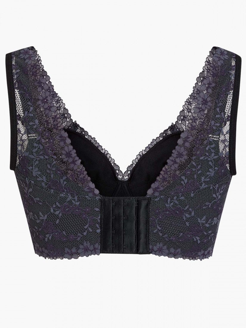 NiTi Shape-Memory Wire Non-padded Lace Full Cup Plunge Bra (Cup C-D)