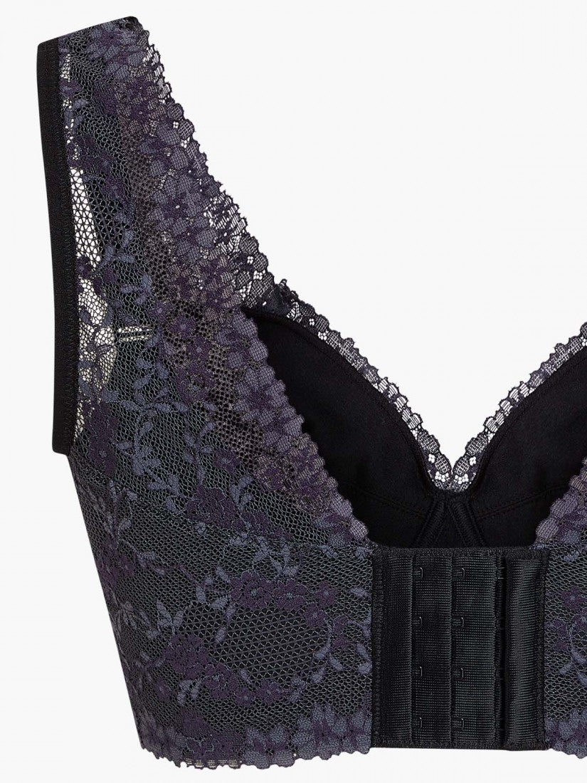 NiTi Shape-Memory Wire Non-padded Lace Full Cup Plunge Bra (Cup C-D)