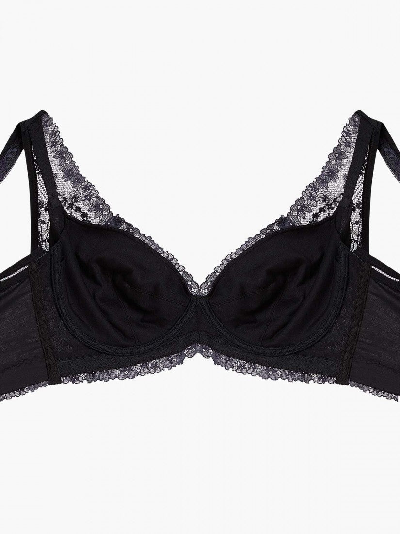 NiTi Shape-Memory Wire Non-padded Lace Full Cup Plunge Bra (Cup C-D)