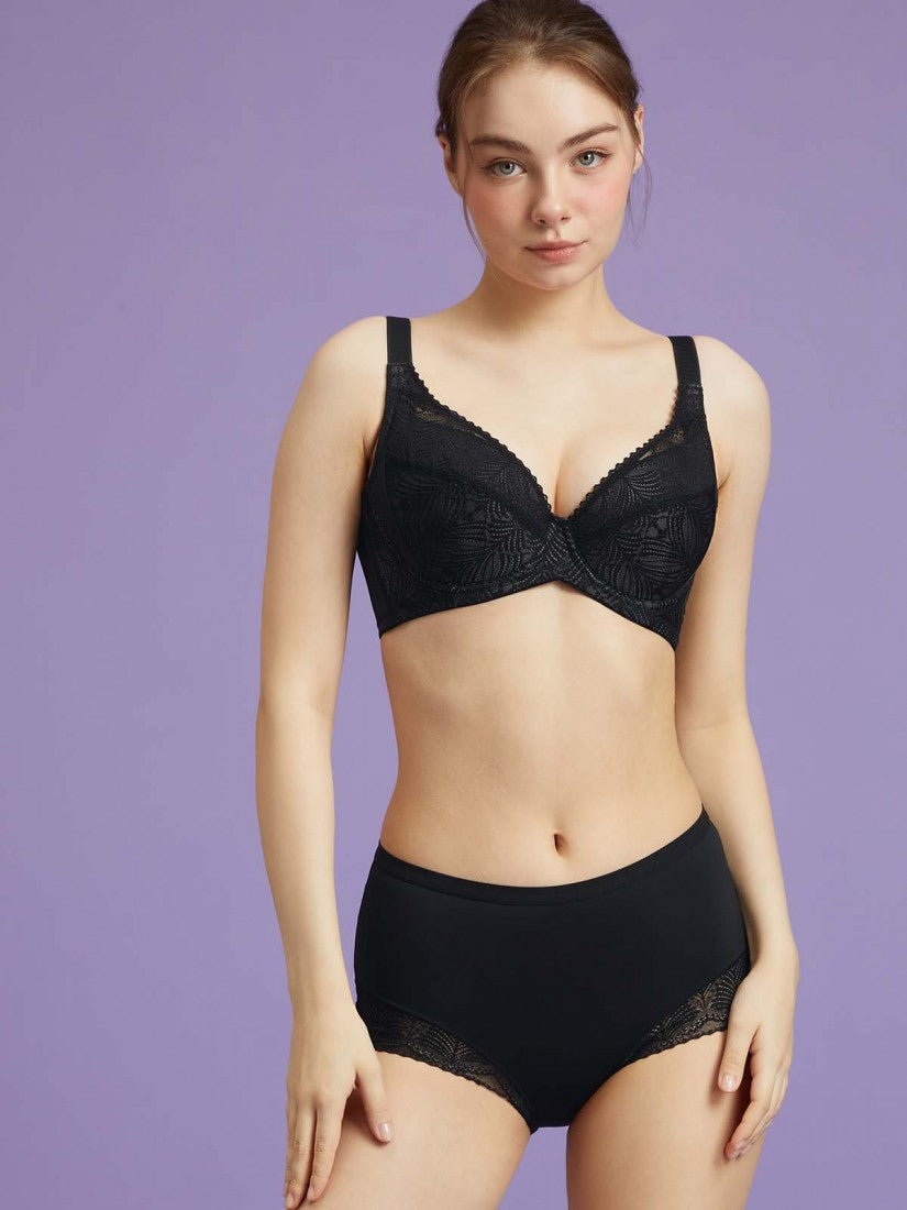 NiTi Shape-Memory Wire Lycra Lace Full Soft Cup Bra (Cup D-H)