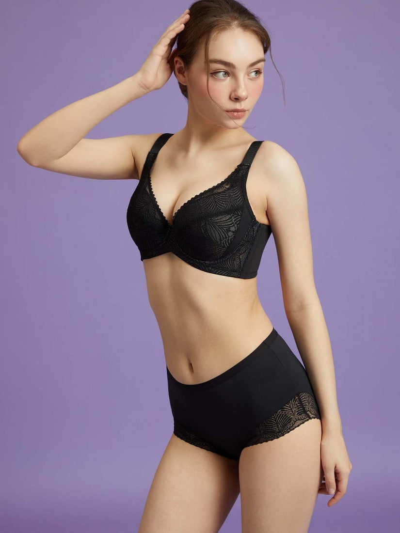 NiTi Shape-Memory Wire Lycra Lace Full Soft Cup Bra (Cup D-H)