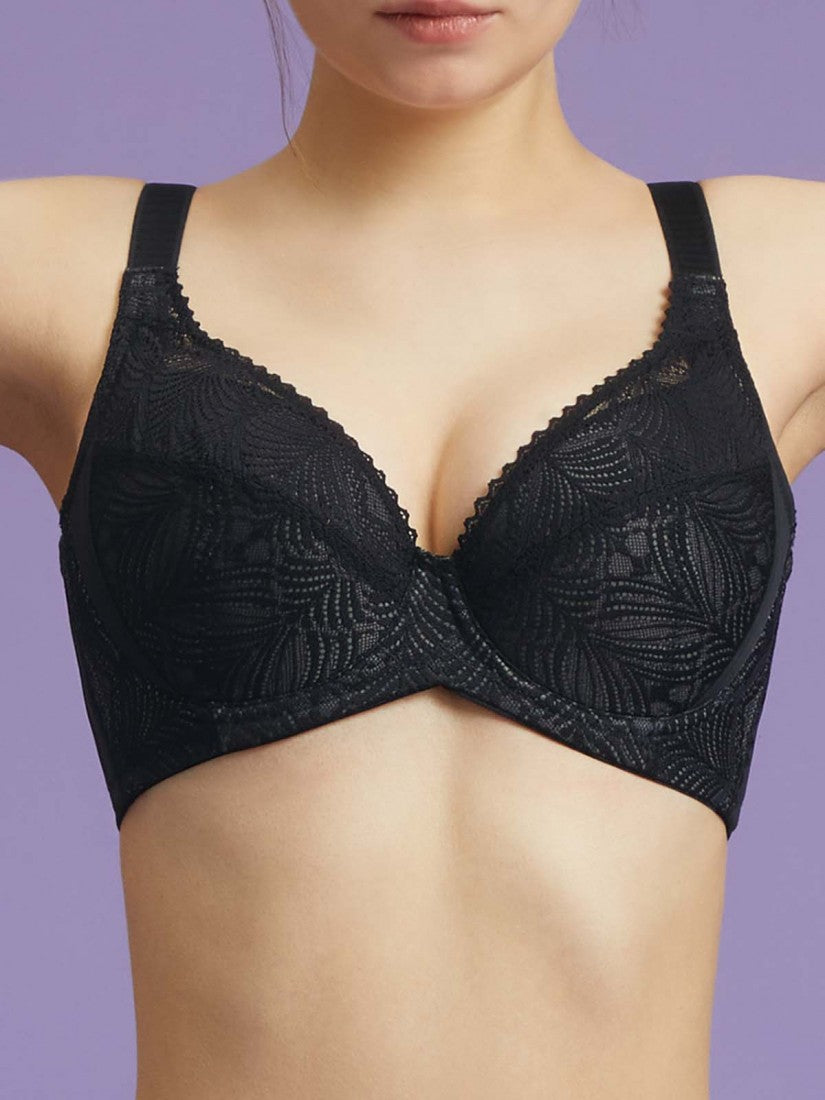 NiTi Shape-Memory Wire Lycra Lace Full Soft Cup Bra (Cup D-H)