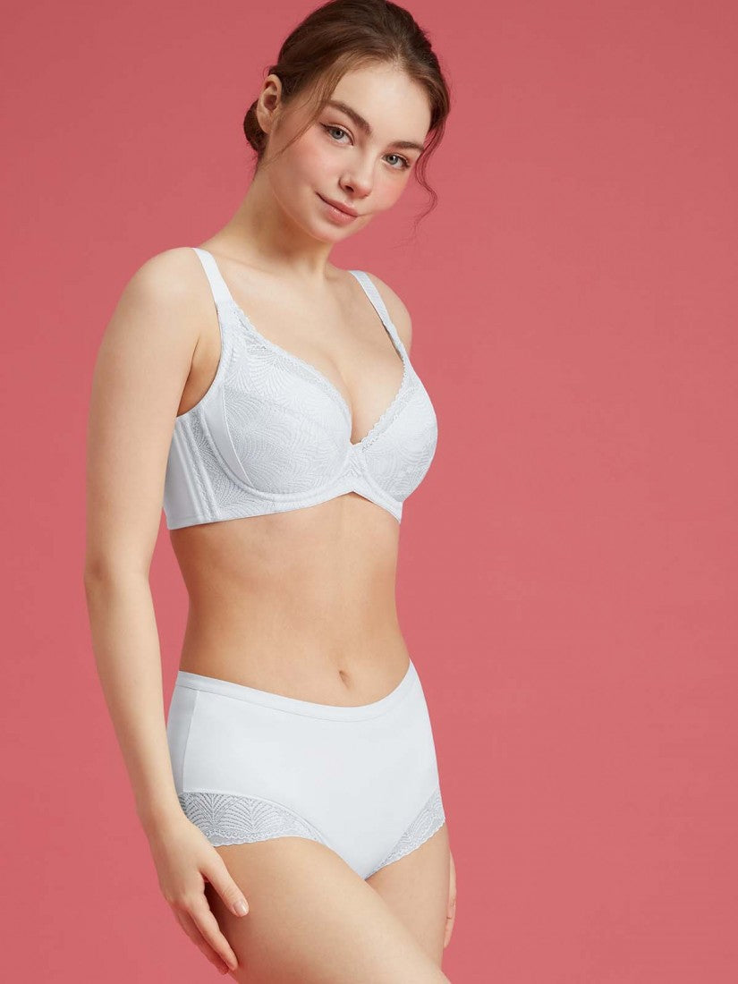 NiTi Shape-Memory Wire Lycra Lace Full Soft Cup Bra (Cup D-H)