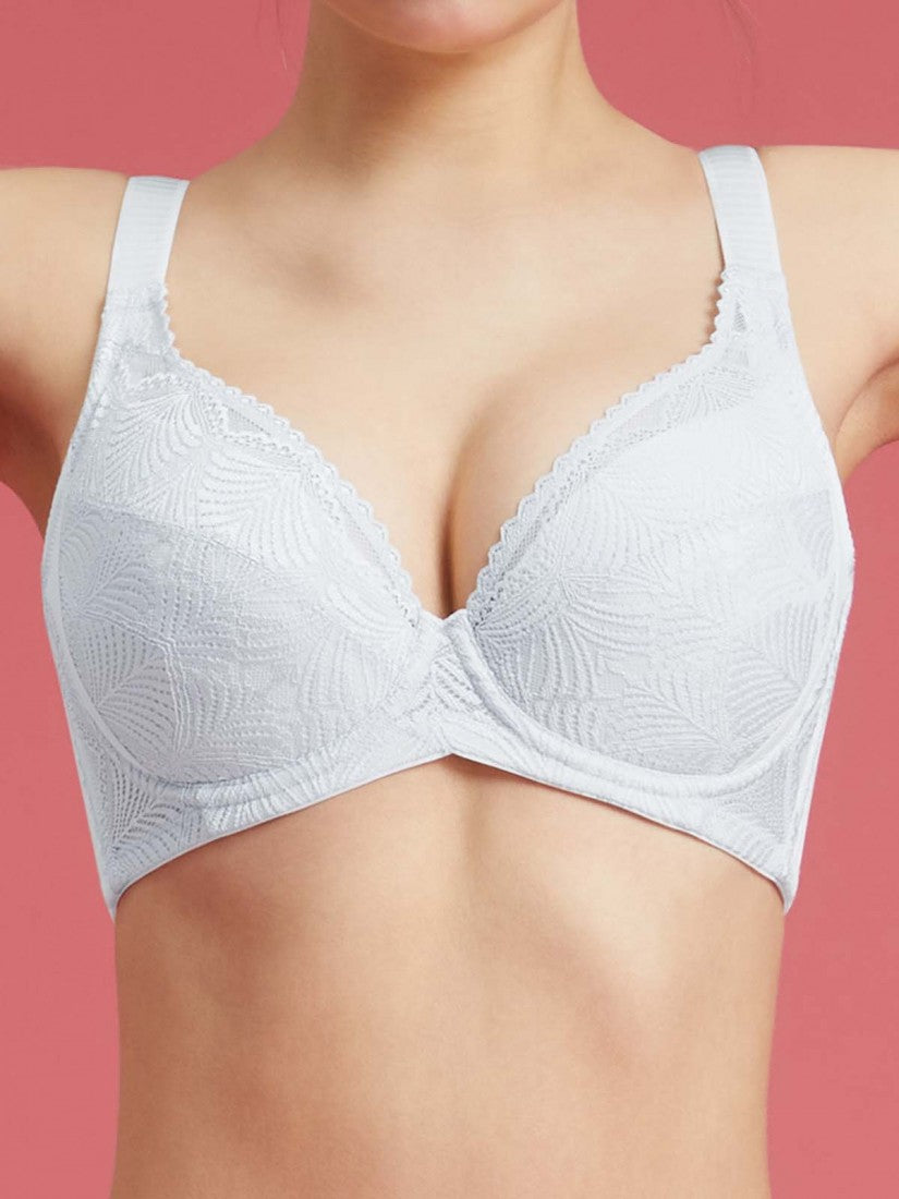 NiTi Shape-Memory Wire Lycra Lace Full Soft Cup Bra (Cup D-H)
