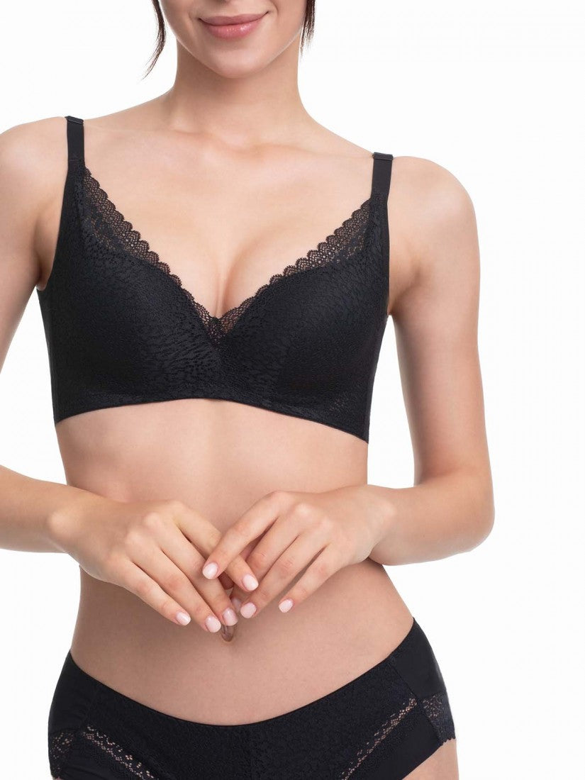 Lace Deep V Push Up Bra (Cup B-D)