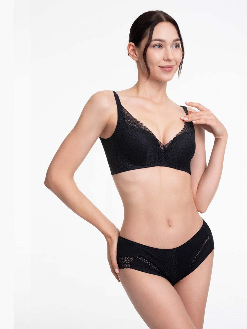 Lace Deep V Push Up Bra (Cup B-D)