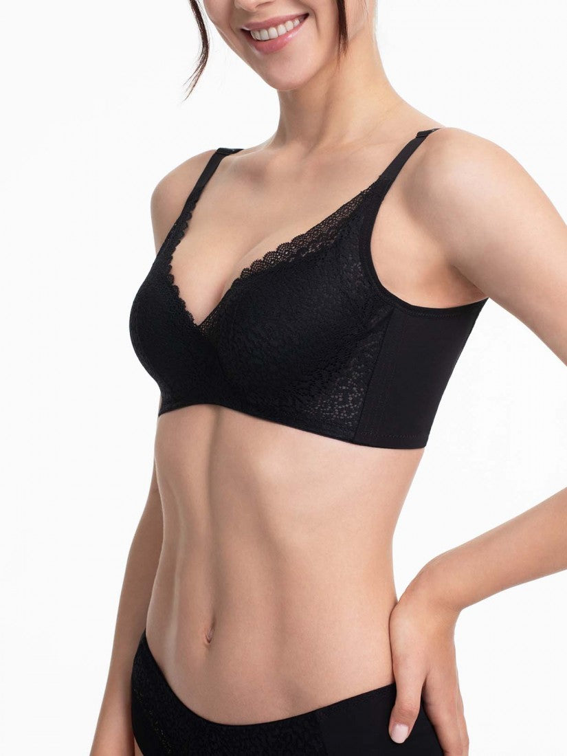 Lace Deep V Push Up Bra (Cup B-D)