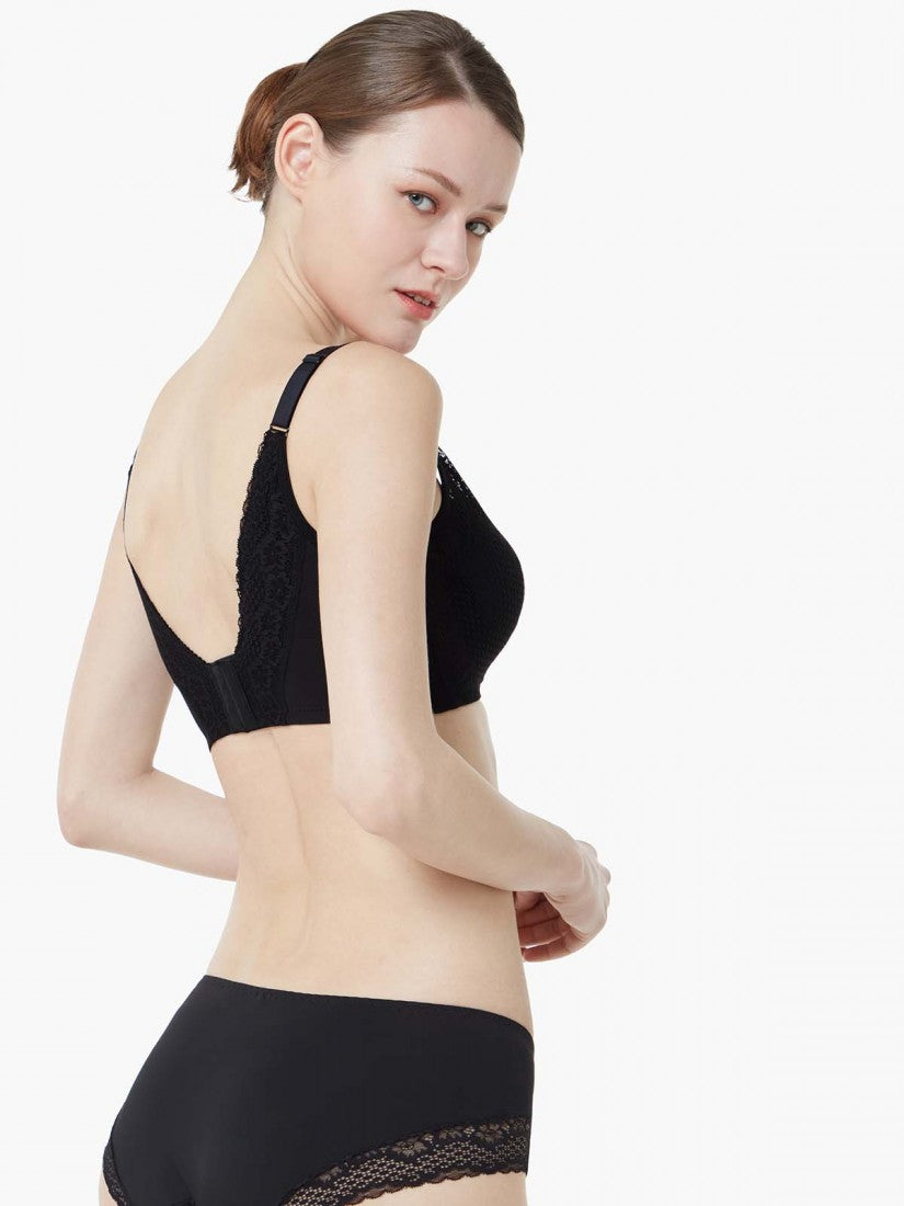 Lace Deep V Push Up Bra (Cup B-D)