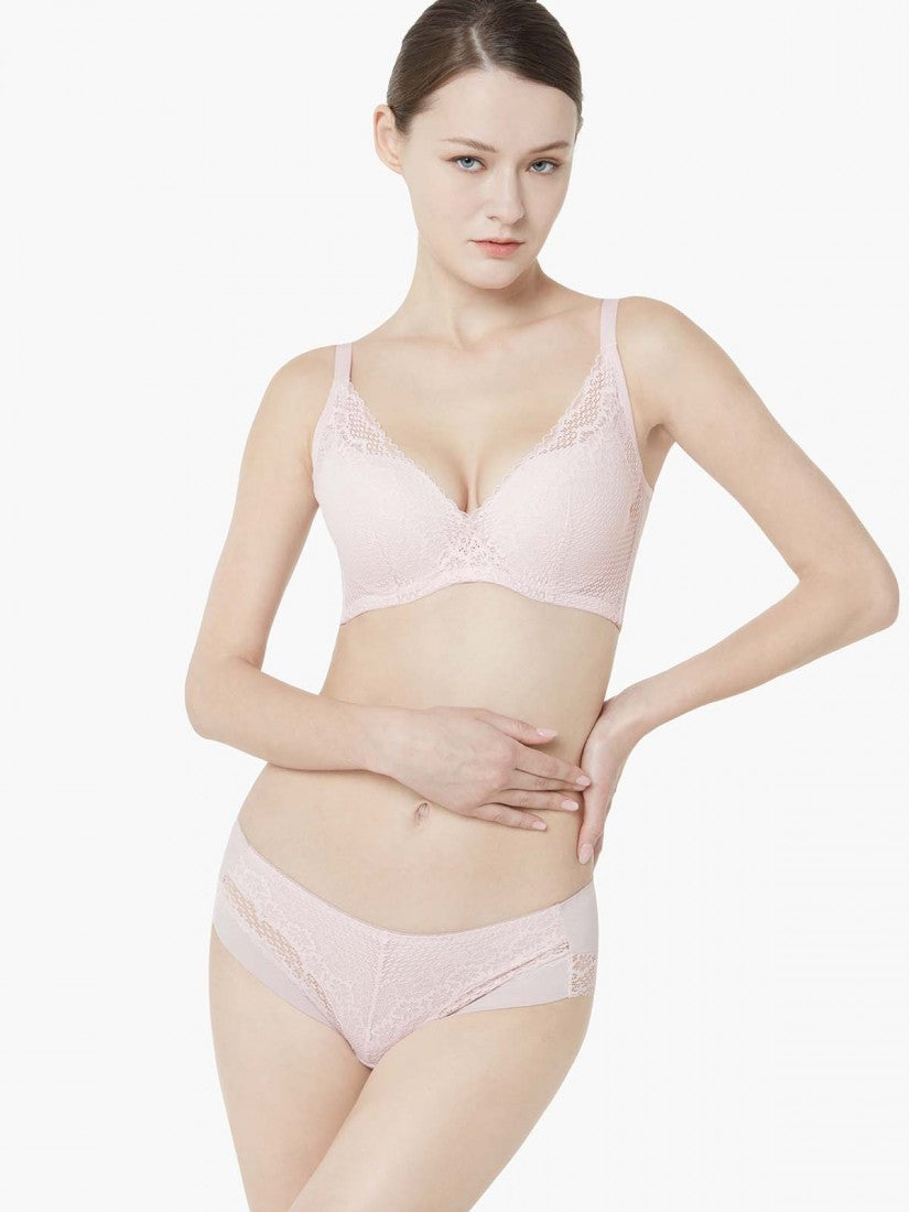 Lace Deep V Push Up Bra (Cup B-D)