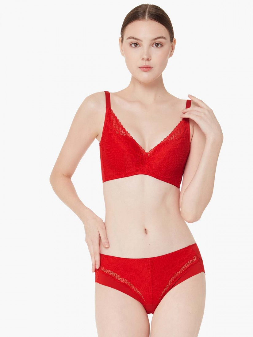 Lace Deep V Push Up Bra (Cup B-D)