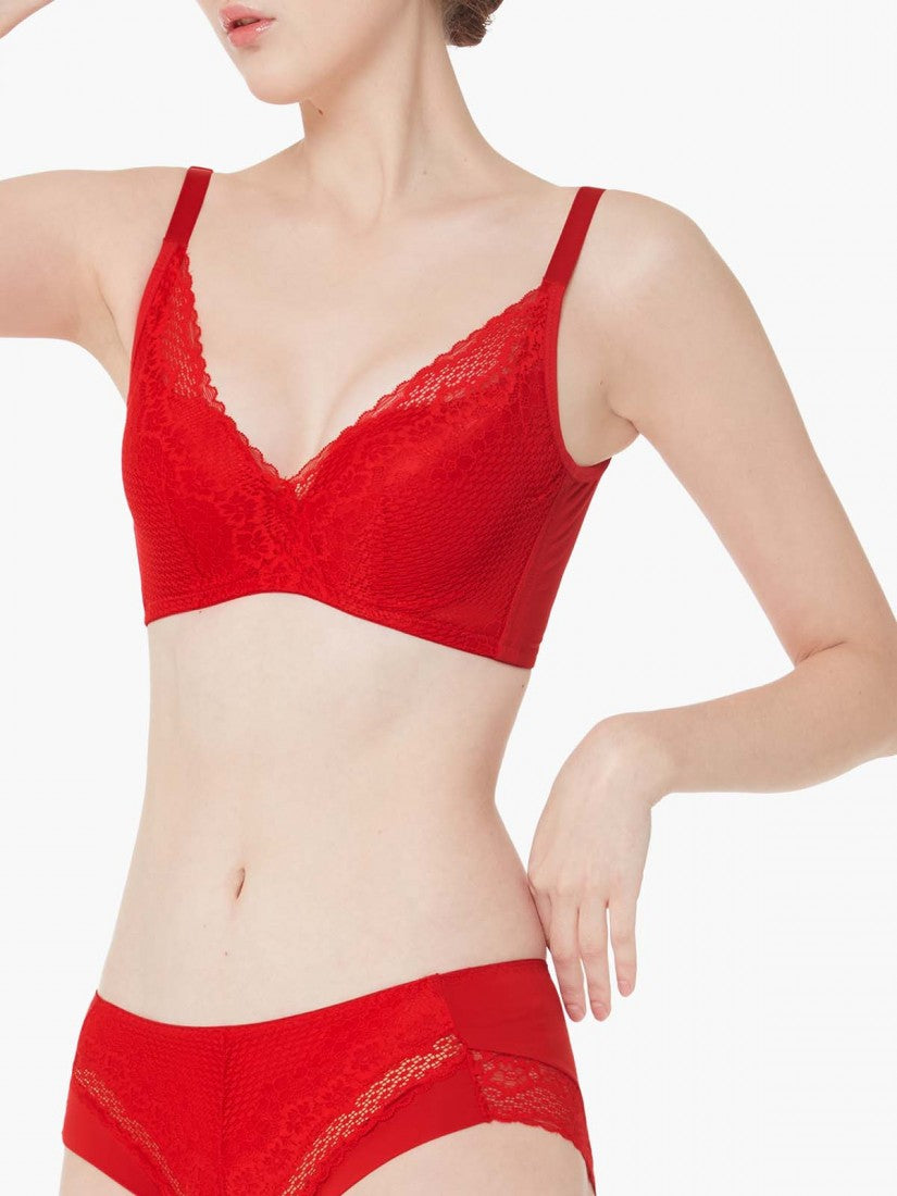 Lace Deep V Push Up Bra (Cup B-D)