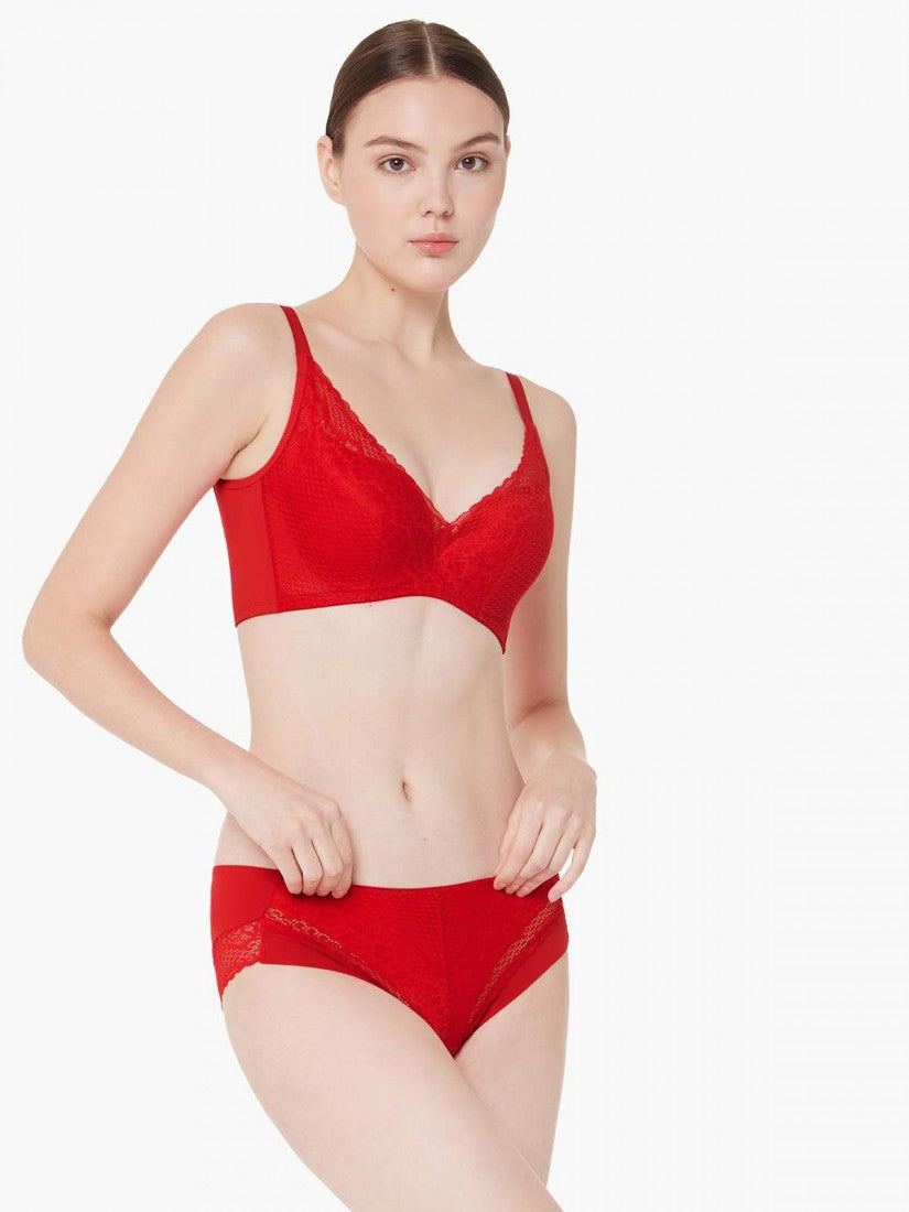 Lace Deep V Push Up Bra (Cup B-D)