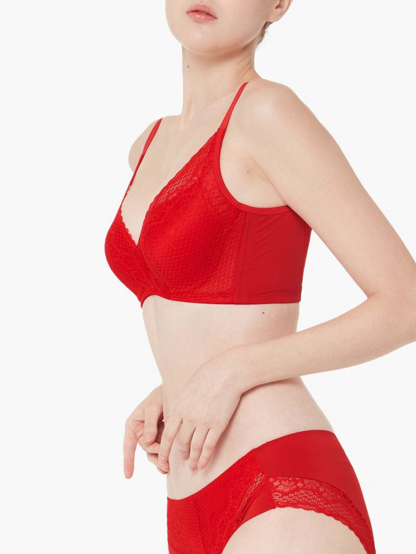 Lace Deep V Push Up Bra (Cup B-D)