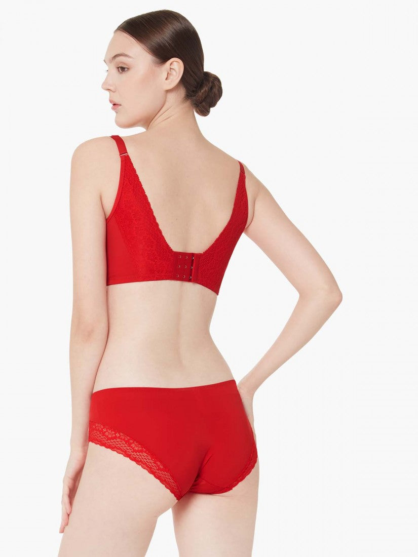 Lace Deep V Push Up Bra (Cup B-D)