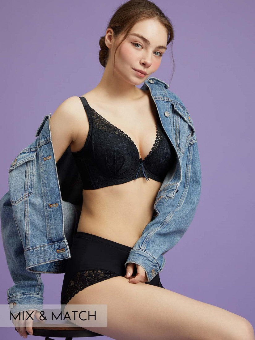 Lace Deep V Soft Cup Bra (Cup C-E)