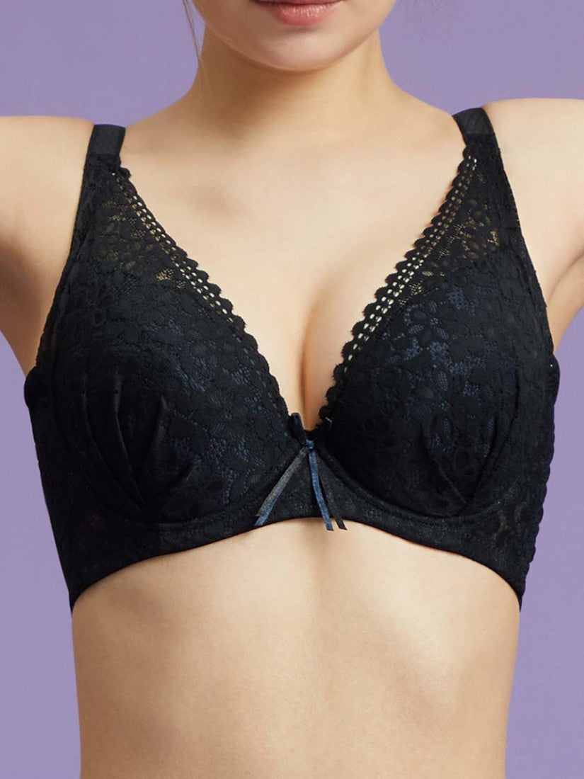 Lace Deep V Soft Cup Bra (Cup C-E)
