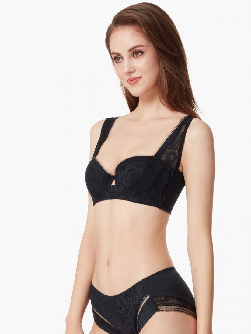 NiTi Shape-Memory Wire Lace Soft Cup Demi Bra ( Cup B-C )